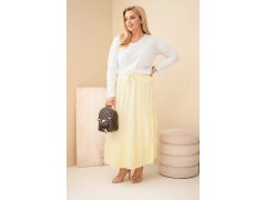 Dámská sukně plus size z&nbsp;bavlněného mušelínu s&nbsp;volánem a&nbsp;gumou žlutá