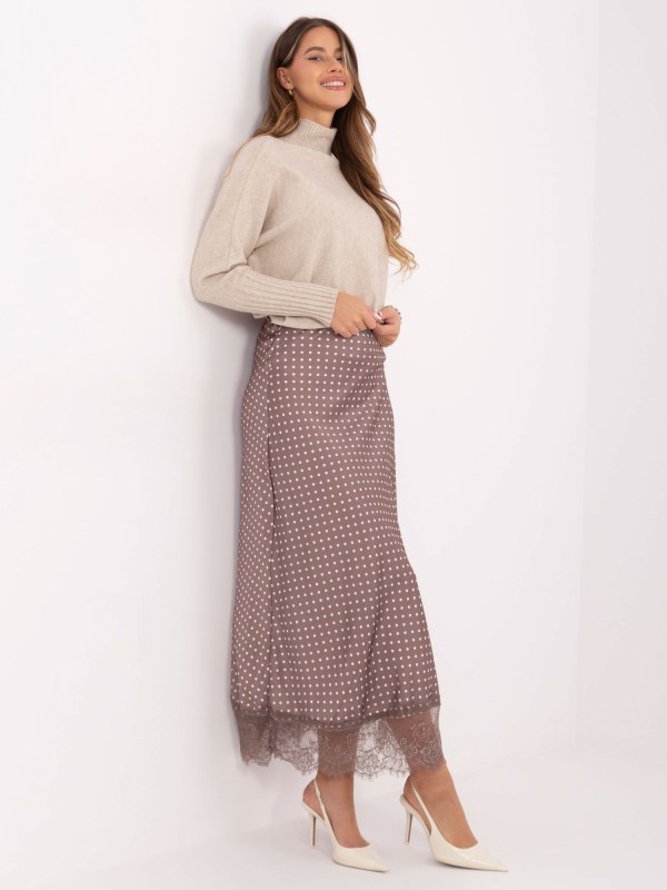 Sukně MI SD 4213.52 hnědá s puntíky - FPrice