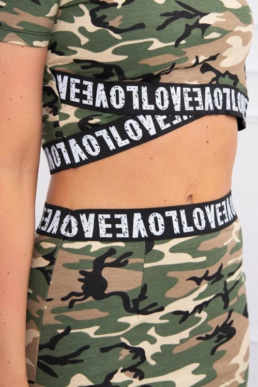 Souprava halenky se sukní moro khaki+béžová