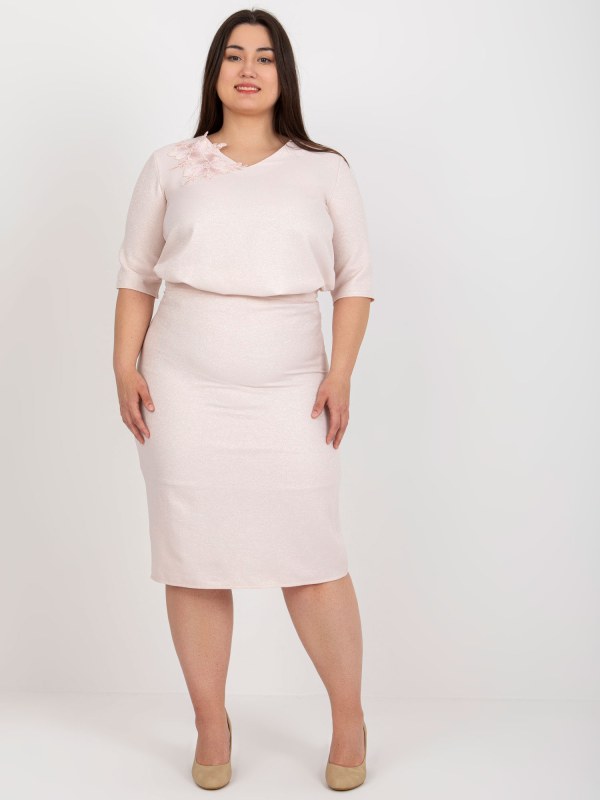 Světle růžová plus size sukně ze sady - Dámské oblečení sukně