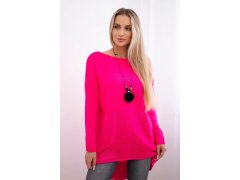Svetr s náhrdelníkem růžový neon