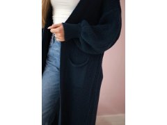 Svetr dlouhý kardigan Tmavý denim
