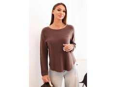 Dámský svetr z&nbsp;viskózy s&nbsp;dlouhým rukávem a&nbsp;kulatým výstřihem mocca