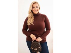 Dámský viskózový svetr Plus Size s klasickým střihem hnědý