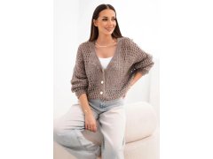 Dámský svetr oversized s knoflíky a průstřihy fango zelený