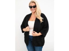Dámský svetr Plus Size s kapsami bez zapínání černý