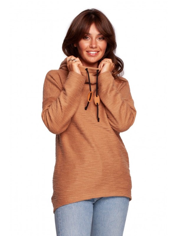 Dámský svetr s kapucí B249 - BE - Dámské oblečení svetry