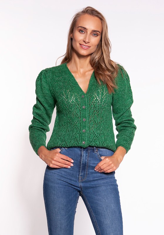 Dámský svetr na zapínání SWE 271 Zelená - MKM - Dámské oblečení svetry