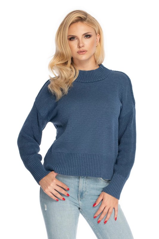 Dámský svetr 70035 Jeans modrá - PeeKaBoo - Dámské oblečení svetry