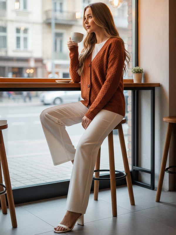 Dámský svetr my2418 Skořicová - FashionStreet