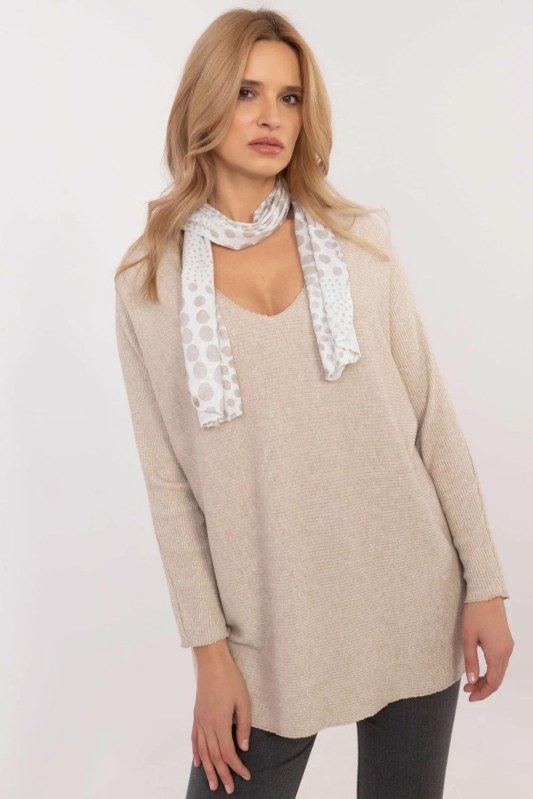 Svetr s žebrovanou strukturou model 203743 Italy Moda