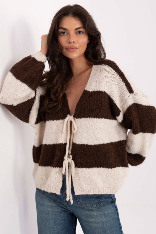Svetr na zapínání s proužky model 217978 Rue Paris