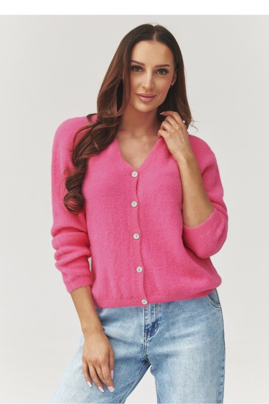 Svetr na zapínání oversize model 223261 Makadamia - Dámské oblečení svetry