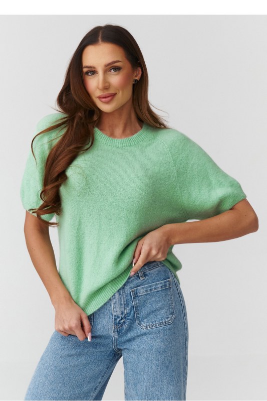Svetr s krátkým rukávem oversize model 224078 Makadamia