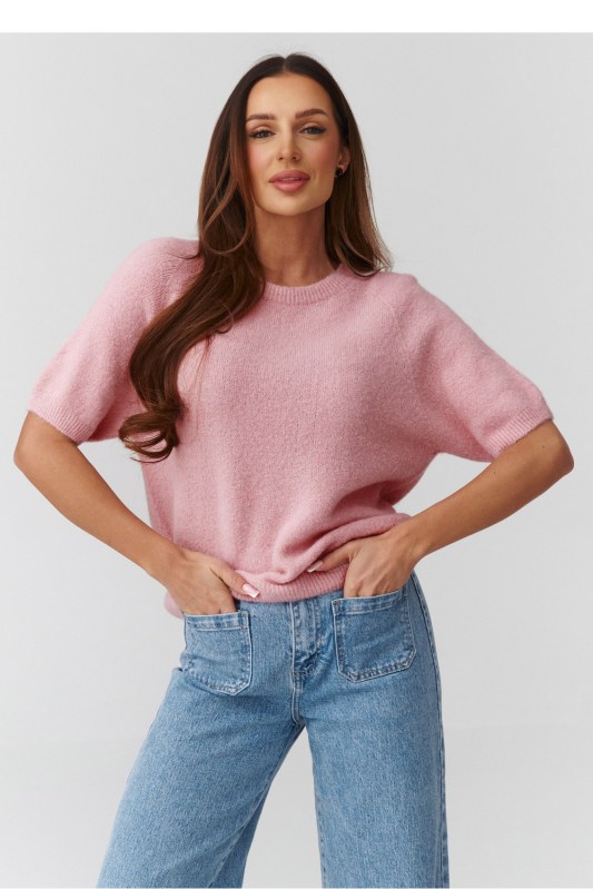 Svetr s krátkým rukávem oversize model 224079 Makadamia