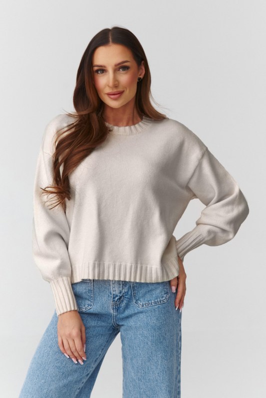 Svetr oversize model 224108 Makadamia - Dámské oblečení svetry