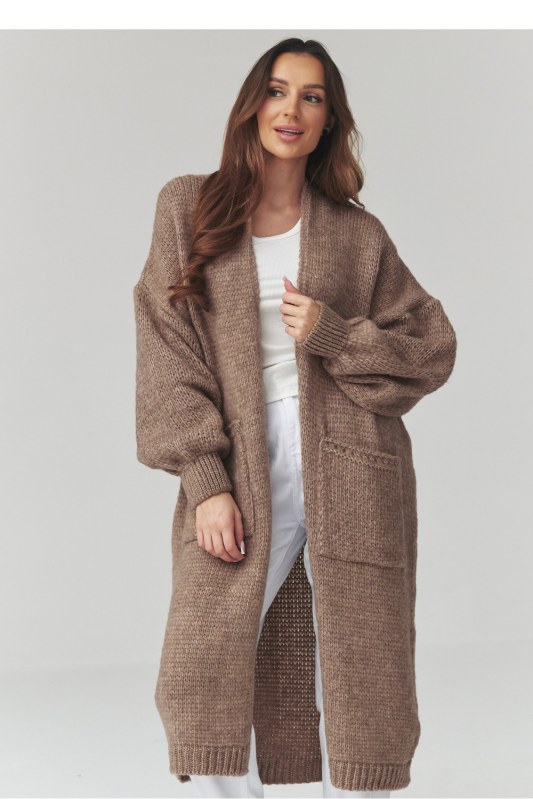 Svetr na zapínání oversize model 226869 Makadamia