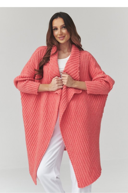Svetr na zapínání oversize model 226878 Makadamia