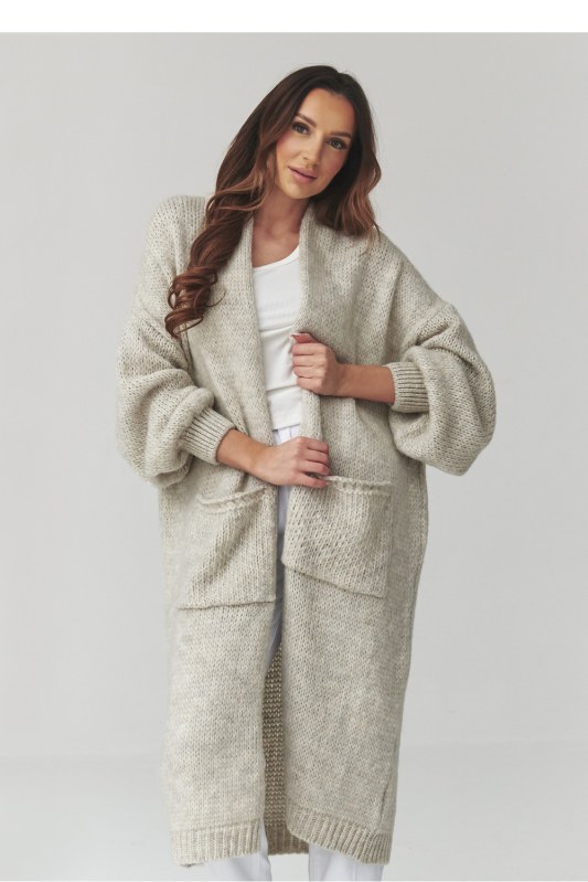 Svetr na zapínání oversize model 231017 Makadamia