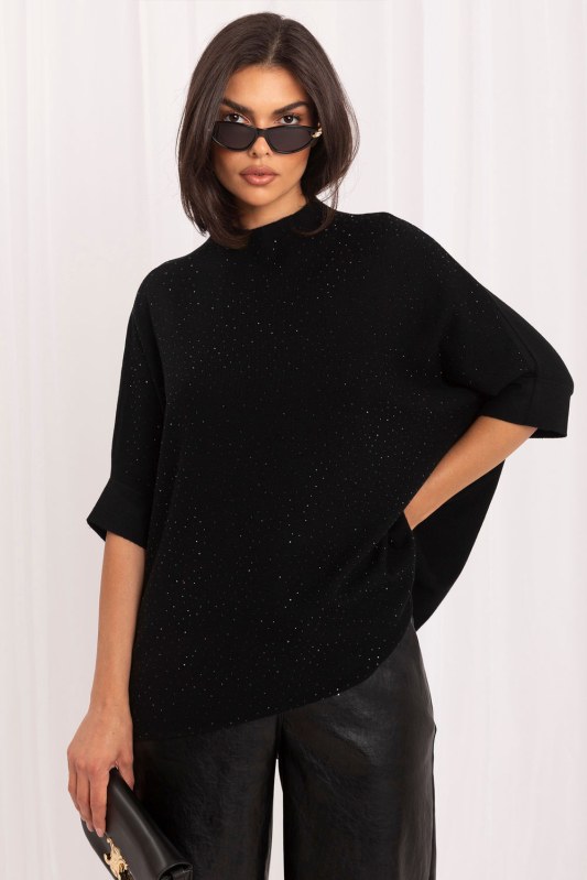 Svetr s&nbsp;krátkým rukávem oversize model 231502 Italy Moda - Dámské oblečení svetry