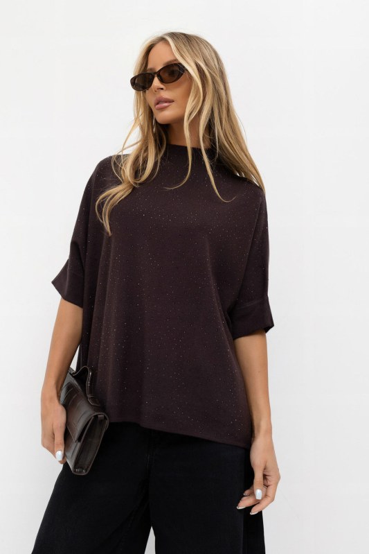 Svetr s&nbsp;krátkým rukávem oversize model 231504 Italy Moda - Dámské oblečení svetry