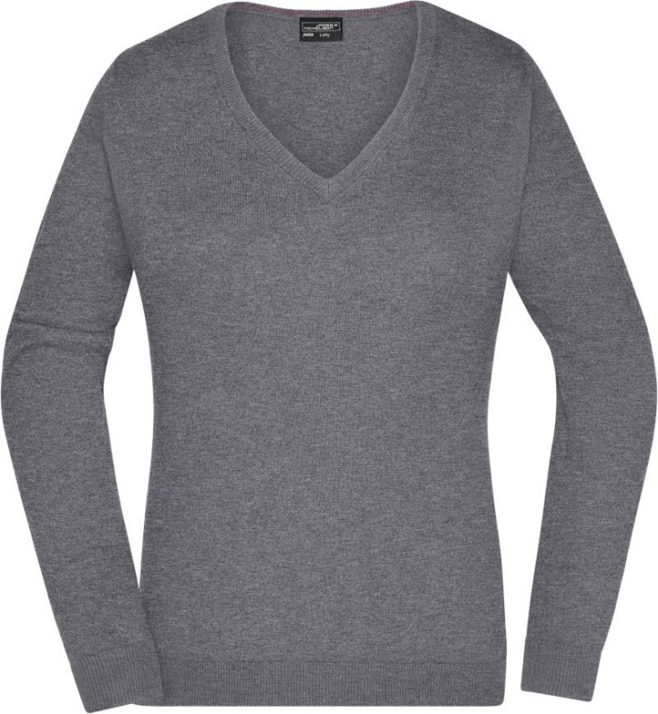 Daiber JN 658 Dámský svetr s&nbsp;výstřihem do V 02.0658 grey heather - Dámské oblečení svetry