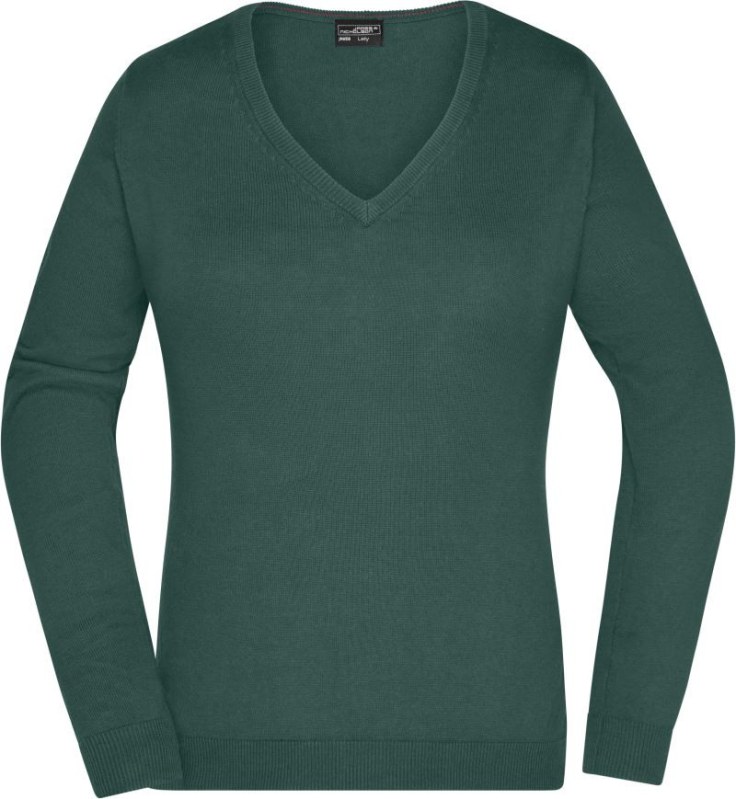 Daiber JN 658 Dámský svetr s&nbsp;výstřihem do V 02.0658 forest green - Dámské oblečení svetry