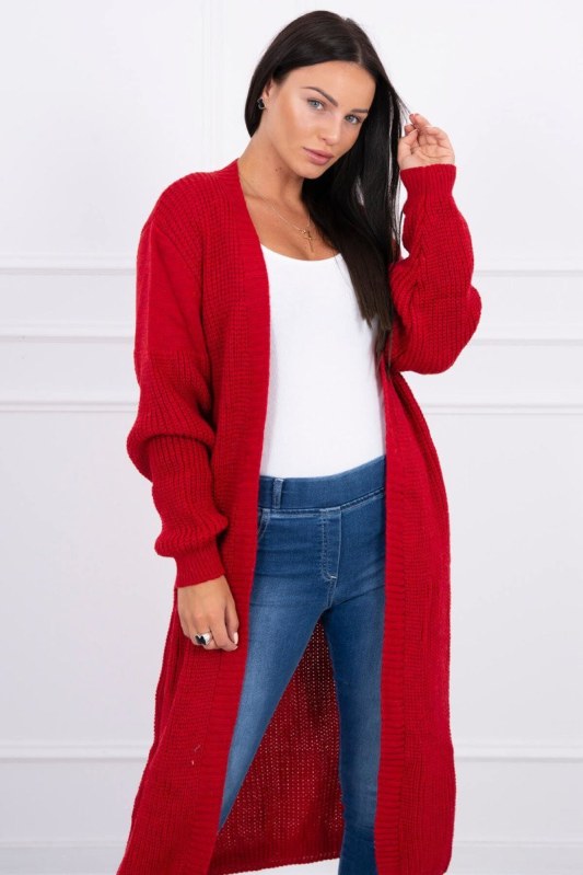 Dlouhý svetr červený - Dámské oblečení svetry