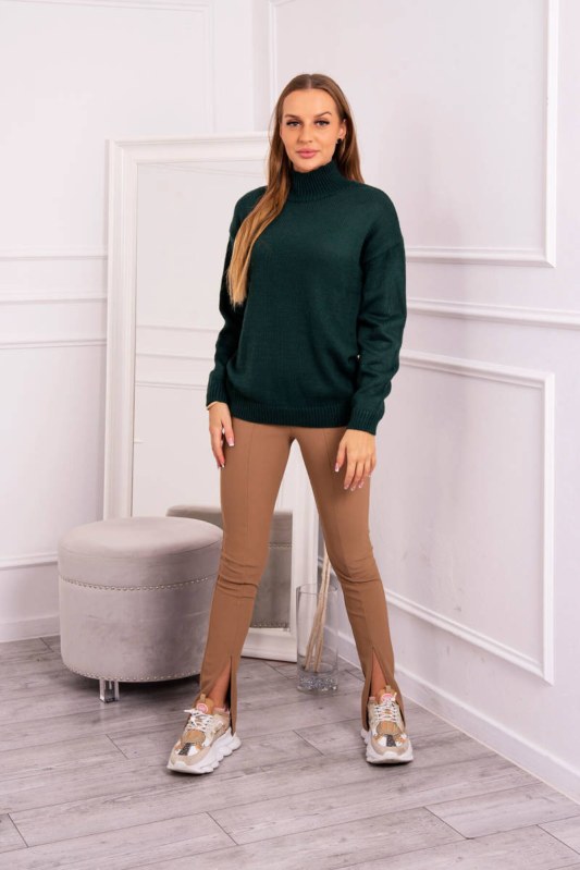 Poloviční rolákový svetr zelený - Dámské oblečení svetry