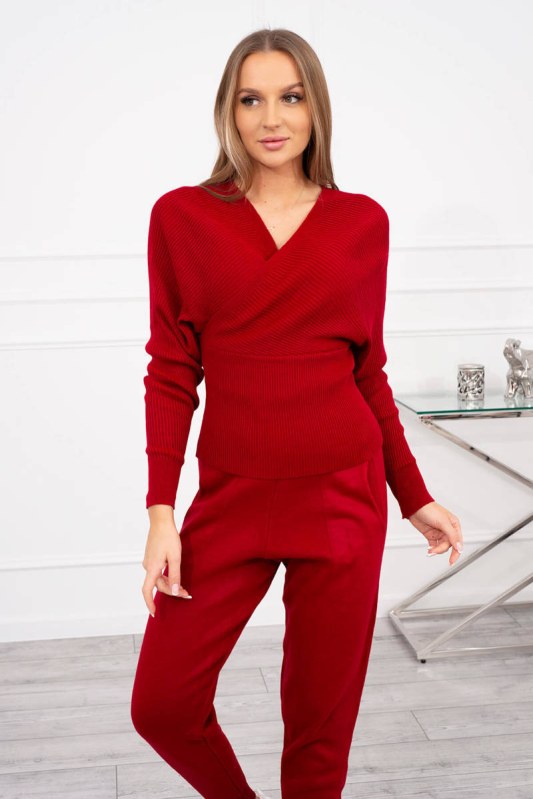 Dvoudílný svetr červený - Dámské oblečení svetry