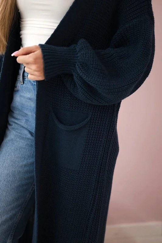 Svetr dlouhý kardigan Tmavý denim