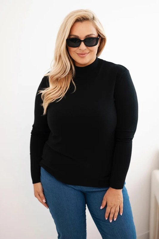 Dámský svetr Plus Size z viskózy s rolákem černý