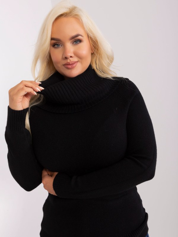 Černý dámský svetr plus size s viskózou - Dámské oblečení svetry