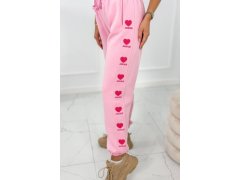 Bavlněné kalhoty Amour růžový