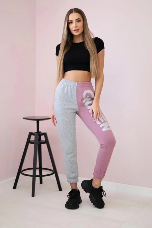 Dámské tepláky s nápisem QUEEN tmavě růžová