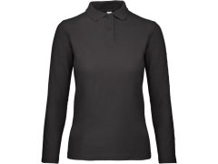 B&C ID.001 LSL /women Dámské piqué polo s&nbsp;dlouhým rukávem 01.0I13 black
