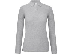 B&C ID.001 LSL /women Dámské piqué polo s dlouhým rukávem 01.0I13 heather grey