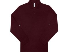 B&C My Polo 210 LSL Piqué polo s dlouhým rukávem z těžké bavlny 01.U427 heather burgundy