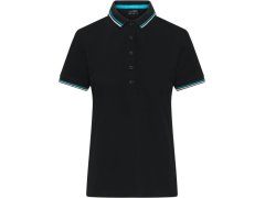 Daiber JN 1305 Dámské těžké piqué polo s proužky 02.1305 black/white/turquoise