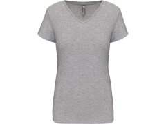 Kariban K 3015 Dámské elastické tričko s&nbsp;výstřihem do V 20.3015 light grey heather