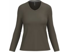 Kariban K 382 Dámské tričko do V s&nbsp;dl. rukávem 20.K382 dark khaki