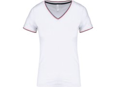 Kariban K 394 Dámské piqué tričko s&nbsp;V výstřihem 20.K394 white/navy/red
