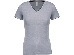 Kariban K 394 Dámské piqué tričko s&nbsp;V výstřihem 20.K394 oxford grey/navy/white