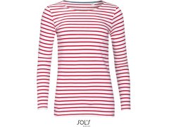 SOL´S Marine Women Dámské pruhované tričko s dlouhým rukávem 25.1403 white/red
