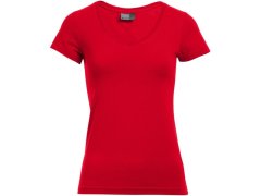 Promodoro 3086 Dámské tričko Slim Fit s výstřihem do V 40.3086 fire red