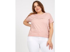 Prašně růžové dámské tričko plus size s nápisem