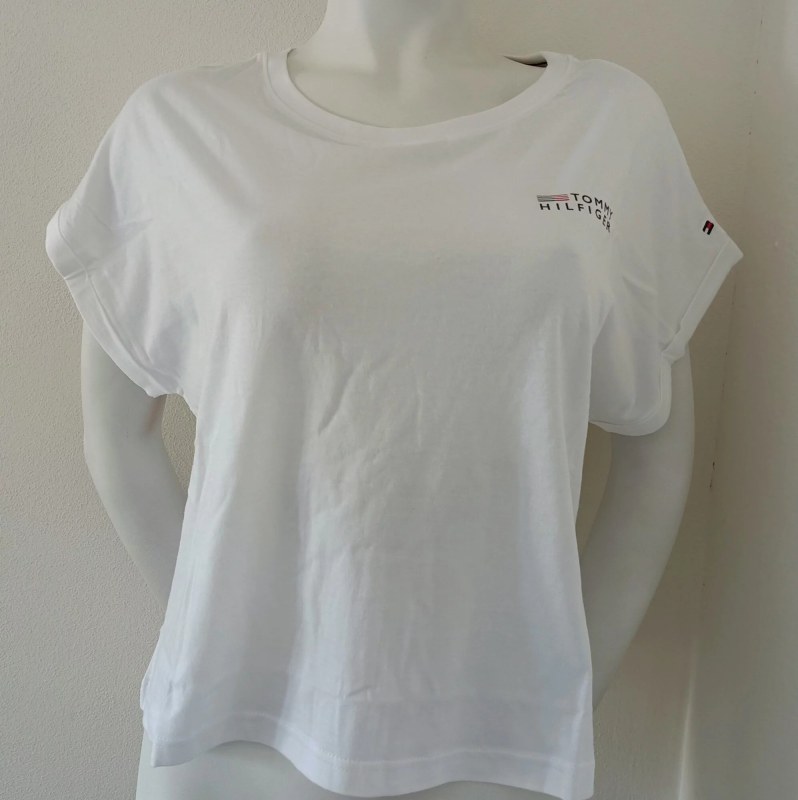 Dámské tričko UW0UW03632 YBR bílé - Tommy Hilfiger - Dámské oblečení trika