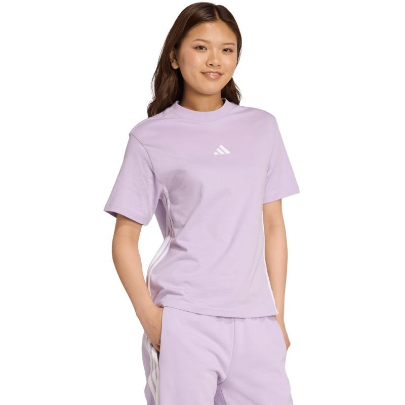 Dámské bavlněné tričko adidas Essentials 3-Stripes ve světle fialové barvě JX7619 - Dámské oblečení trika
