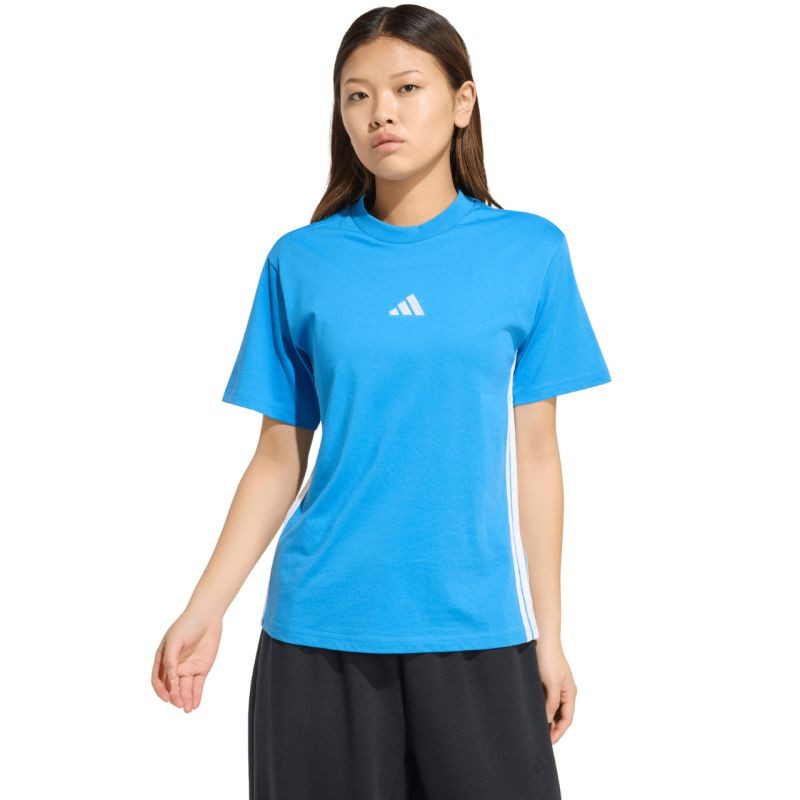 Dámské bavlněné tričko adidas Essentials 3-Stripes světle modrá KC5197 - Dámské oblečení trika