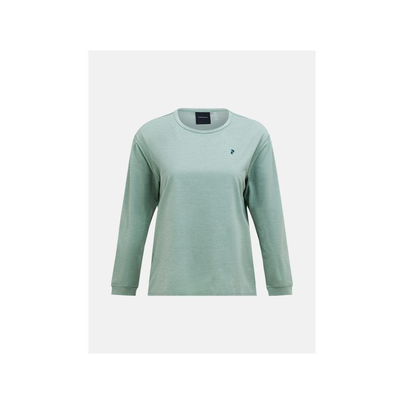 Dámské tričko PEAK PERFORMANCE W Trail Longsleeve, zelená barva - Dámské oblečení trika